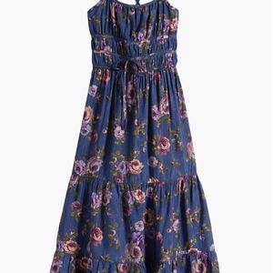 Charming Floral Kids Dress in Blue and Purple